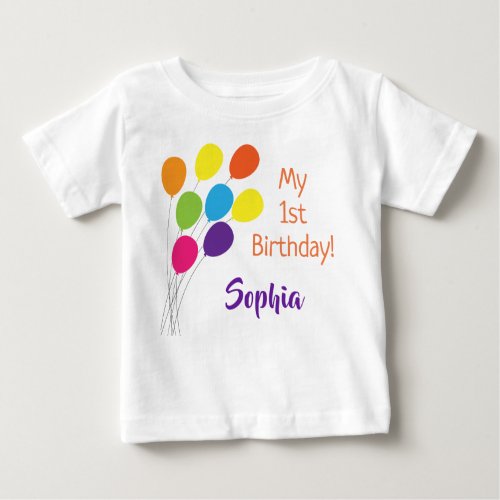 My First Birthday Colorful Balloons Baby T_Shirt