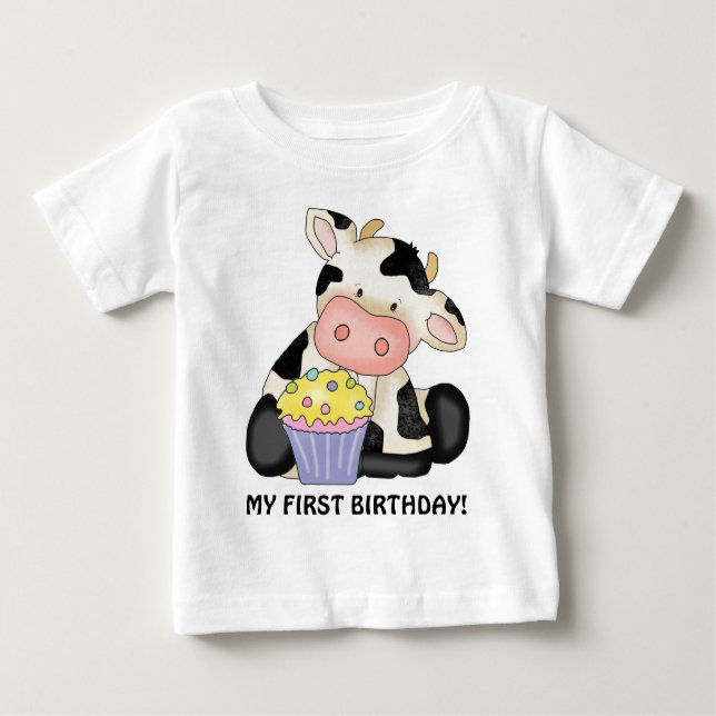 My First Birthday Cow T-shirt (Front)