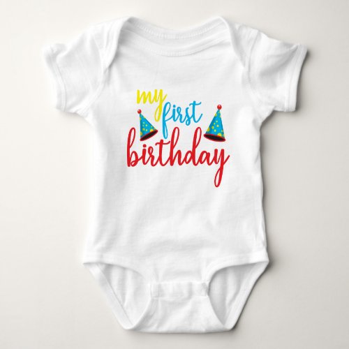 My First Birthday  Cute Baby Bodysuit