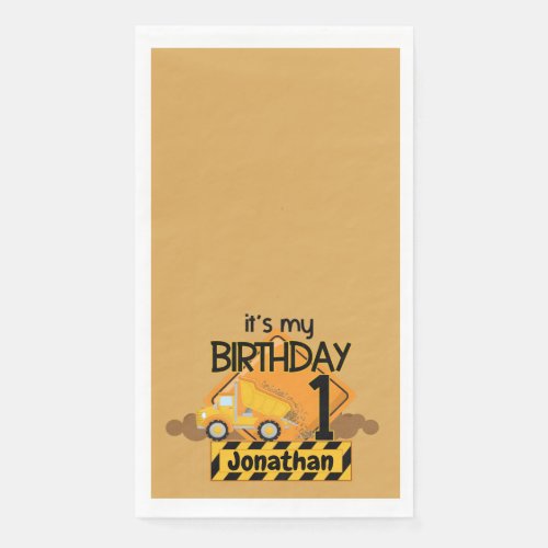 My First Birthday Dump Truck  Paper Guest Towels