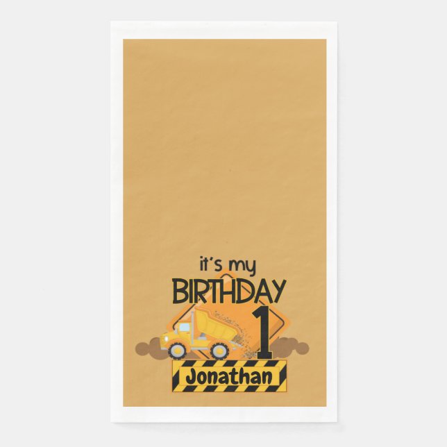My First Birthday Dump Truck  Paper Guest Towels (Front)