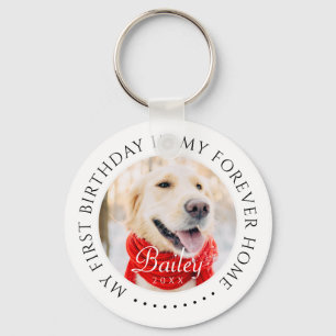 My First Birthday Forever Home Modern Pet Photo Keychain