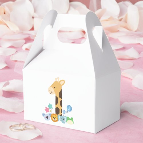 My First Birthday Giraffe and Happy Animals Desig Favor Boxes