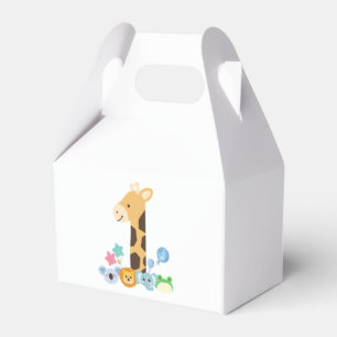 My First Birthday. Giraffe and Happy Animals Desig Favor Boxes