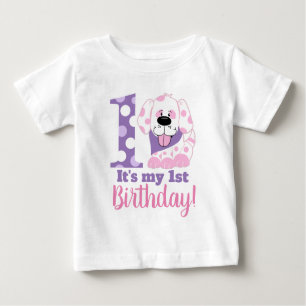My First Birthday Girl's Puppy Dog T-Shirt