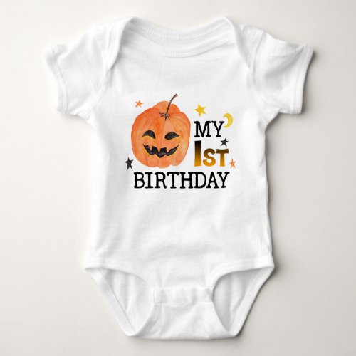 My First Birthday Pumpkin Halloween Fall Autumn Baby Bodysuit