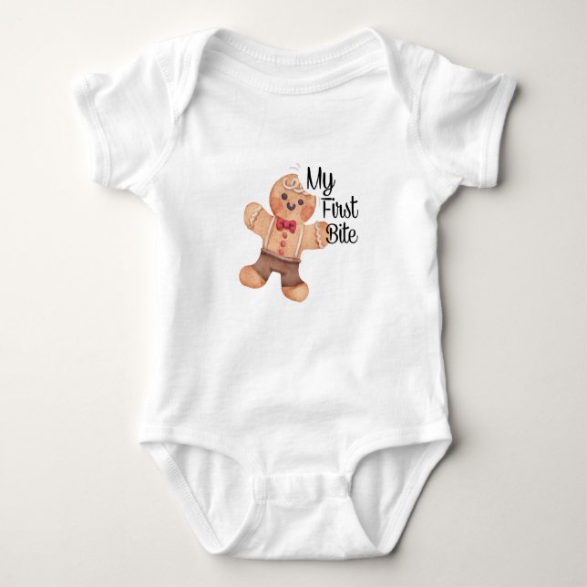 My First Bite / Tooth Personalized Babysuits Baby Bodysuit (Front)