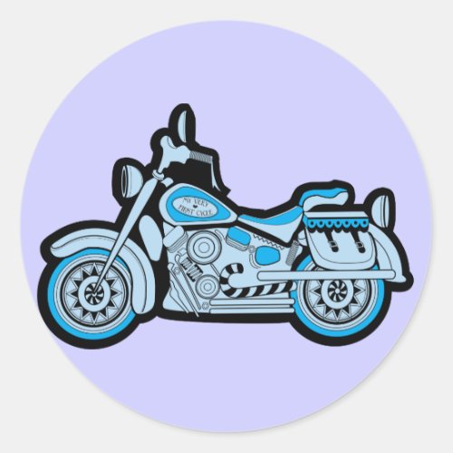 My First Blue Motorcycle Classic Round Sticker