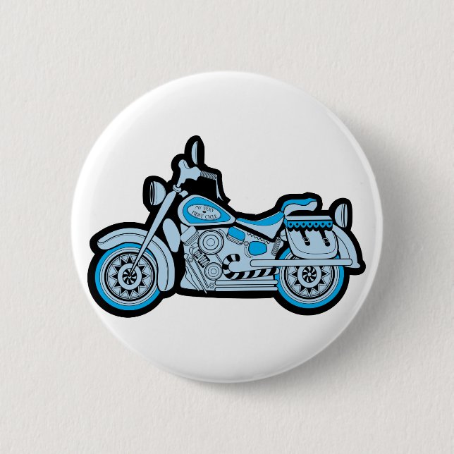 My First Blue Motorcycle Pinback Button (Front)