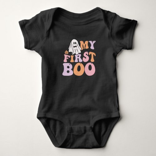 My First boo colorful retro typography Baby Bodysuit