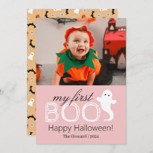 My First Boo! Spooky Cute Halloween Family Photo Holiday Card