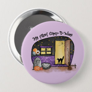 My First Camp-O-Ween – Spooky Black Cat Button