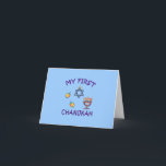My First Chanukah Holiday Card<br><div class="desc">Celebrate baby's first Chanukah with personalized Hanukkah menorah,  dreidels and Jewish Star with adorable "My First Chanukah."</div>