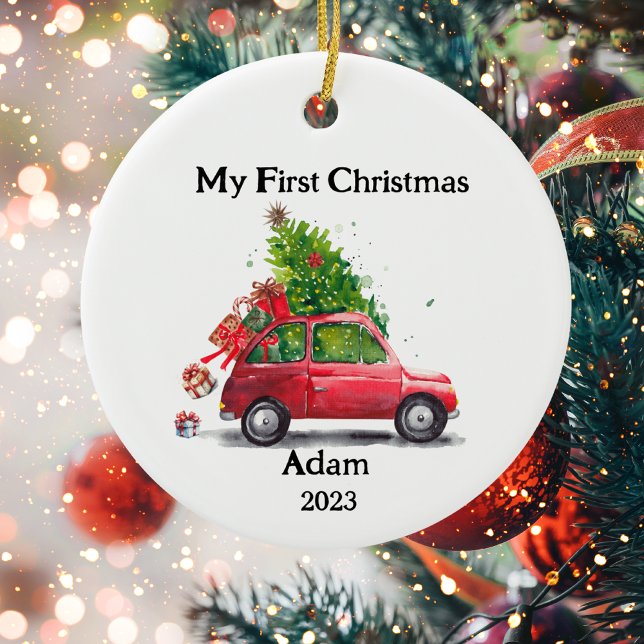 My First Chrismas Keepsake Retro Car  Ceramic Ornament (Creator Uploaded)