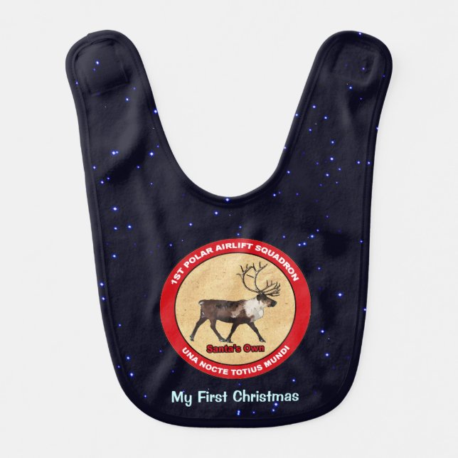 My First Christmas - 1st Polar Airlift Squadron Baby Bib (Front)