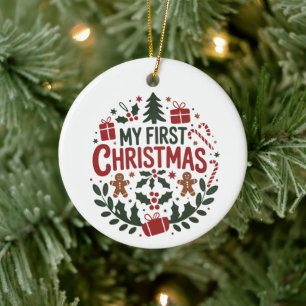My First Christmas 1st Xmas Family Matching Baby Ceramic Ornament