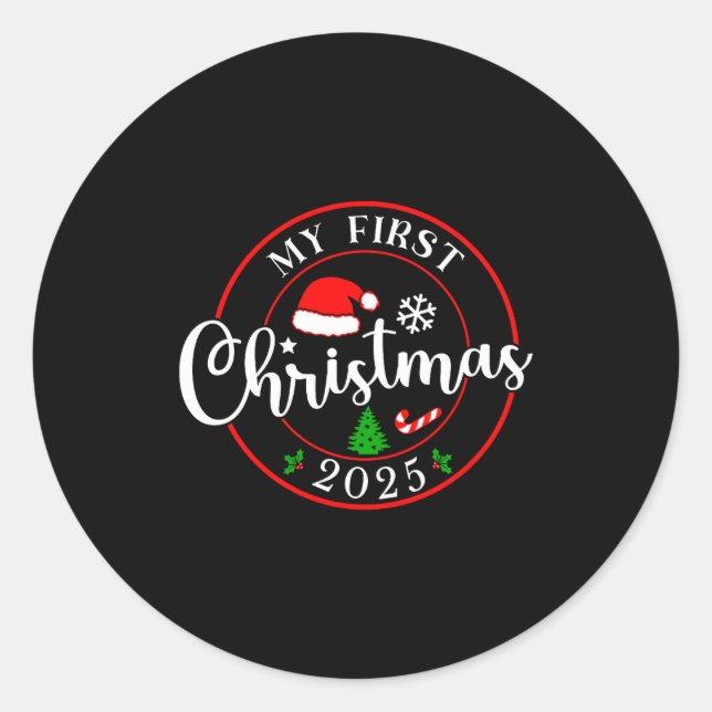 My First Christmas 2025 1st Christmas Family Match Classic Round Sticker (Front)