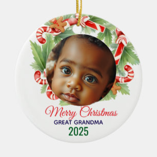 My First Christmas 2025: Personalized Photo Ceramic Ornament