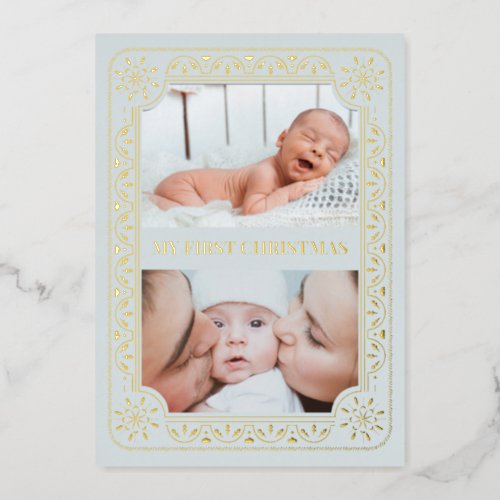  My First Christmas 2 Photo Keepsake Gold Foil Holiday Card