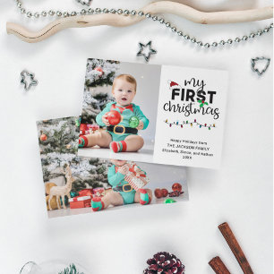 My first Christmas 2 photos Holiday Card