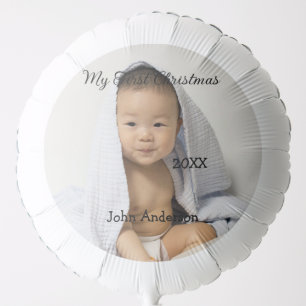 My first Christmas add baby name date year photo s Balloon