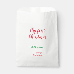 My first Christmas add name family name with love Favor Bag