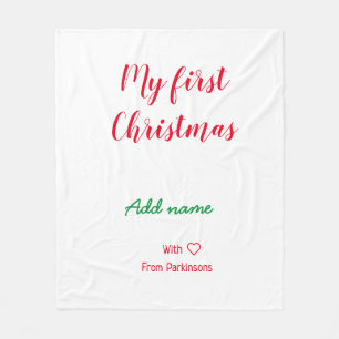 My first Christmas add name family name with love Fleece Blanket