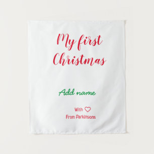 My first Christmas add name family name with love Tapestry