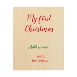 My first Christmas add name family name with love Wood Wall Art
