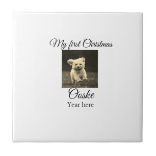 My first Christmas add pet name date year photo  Ceramic Tile