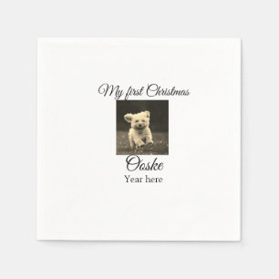 My first Christmas add pet name date year photo  Napkins