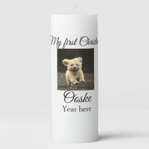 My first Christmas add pet name date year photo Pillar Candle