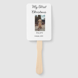 My first Christmas add pet name dog cat year photo Hand Fan