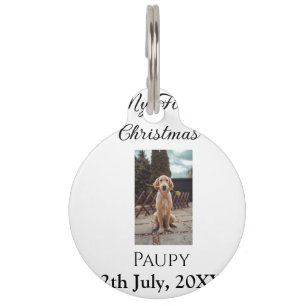 My first Christmas add pet name dog cat year photo ID Tag