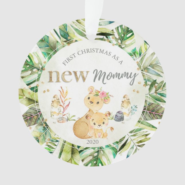 My First Christmas As A New Mommy Lioness & Cub Ornament (Front)