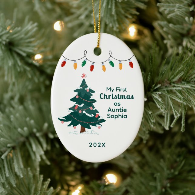 My First Christmas as Auntie Personalized Ceramic Ornament (Tree)