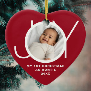 My First Christmas As Auntie Photo Red Ceramic Ornament