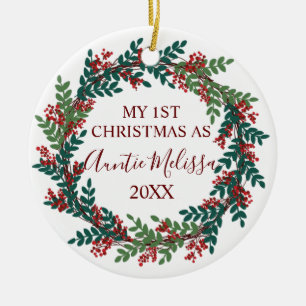 My First Christmas as Auntie Year Christmas Ceramic Ornament