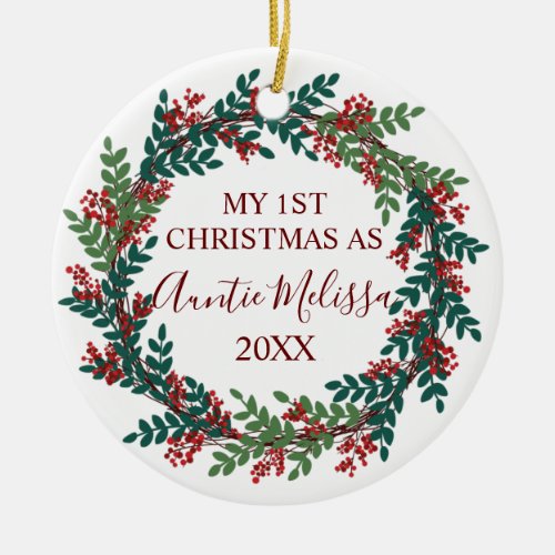 My First Christmas as Auntie Year Christmas Ceramic Ornament