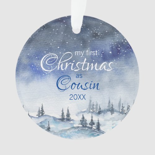 My first Christmas as Cousin Watercolor Winter Ornament