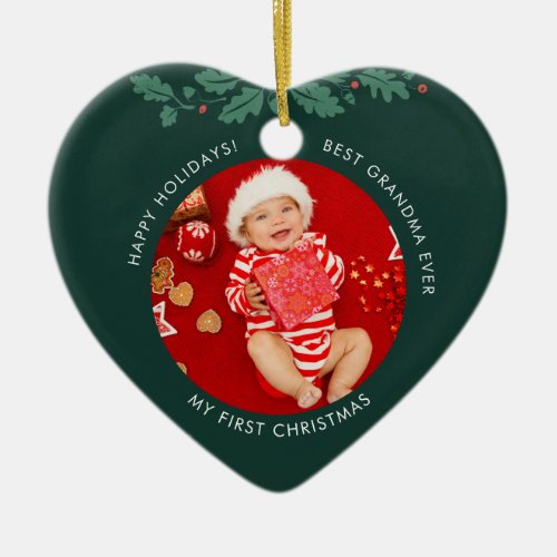 My First Christmas as Grandma Baby Photos Ceramic Ornament