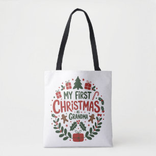 My First Christmas As Grandma Family Matching Tote Bag
