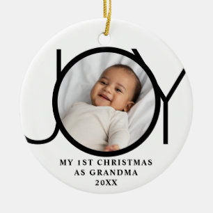 My First Christmas As Grandma Joy Photo Ceramic Ornament