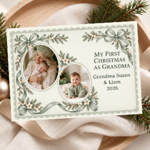 My First Christmas as Grandma Photo Holiday Card