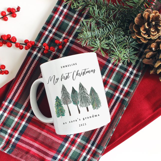 My First Christmas as Grandma Photo Pine Trees Coffee Mug (Creator Uploaded)