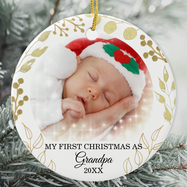 My First Christmas As Grandpa Photo  Ceramic Ornament (Creator Uploaded)