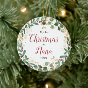 My first Christmas as Nana Grandma elegant photo Ceramic Ornament