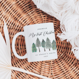 My First Christmas as Uncle Photo Pine Trees Coffee Mug