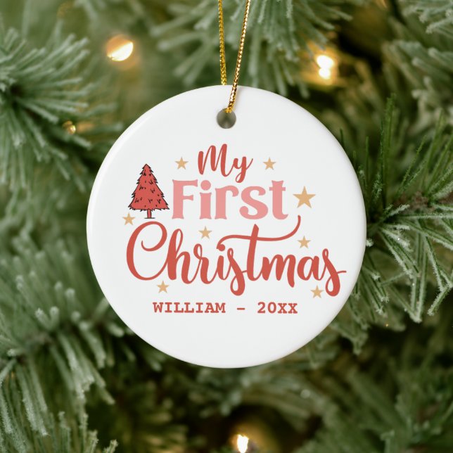 My first Christmas Baby 1st Xmas custom name  Ceramic Ornament (Tree)