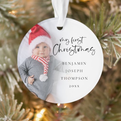 My First Christmas Baby 2 Photos Name Year Ornament
